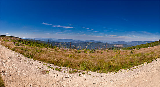 Małe Skrzyczne - panorama widok na W, N i E