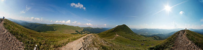 Szeroki Wierch - panorama dookolna powyżej siodełka pod Tarnicą
